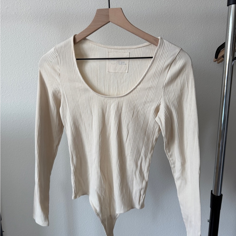 Aerie Off-White Ribbed Bodysuit